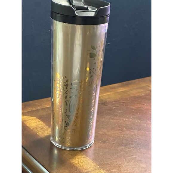 NOS 2012 Starbucks Gold With Flower Design Tumbler - Picture 4 of 9